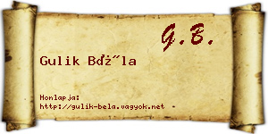Gulik Béla névjegykártya
